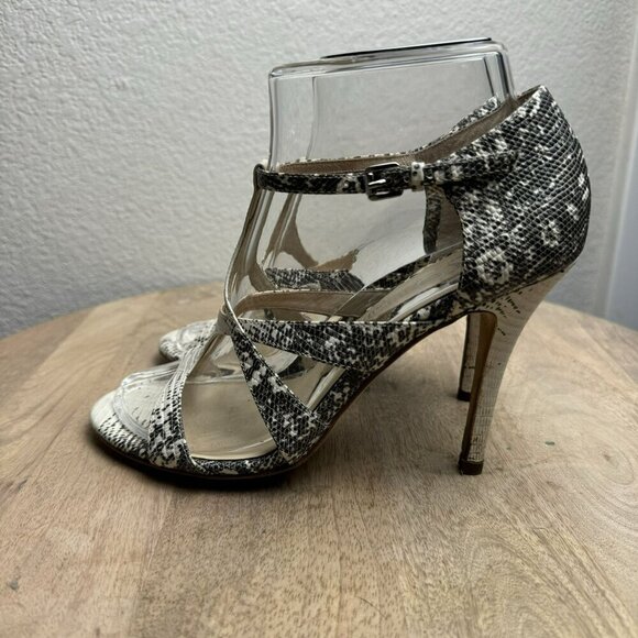 Michael Kors Snakeskin Stiletto Heels Size 6.5 Women Black White - Picture 3 of 6